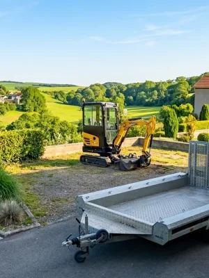 Mini-pelle compacte 1T8 disponible à la location pour travaux de terrassement à Pierrepont en Meurthe-et-Moselle